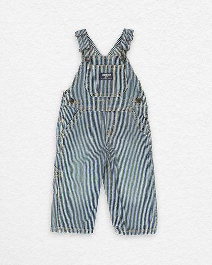 OshKosh Hickory Stripe Overalls 9M
