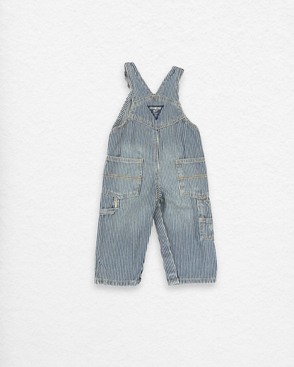 OshKosh Hickory Stripe Overalls 9M