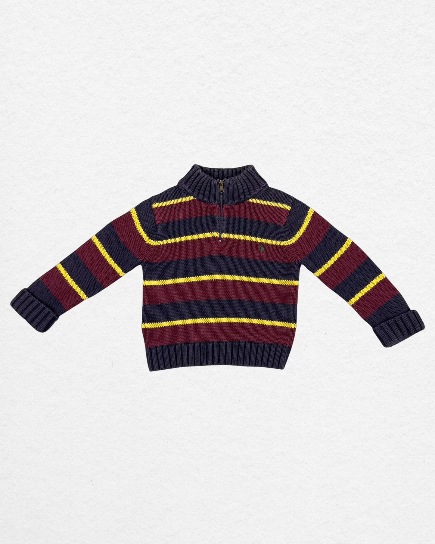 Ralph Lauren Striped Half Zip Knit Sweater – 18M