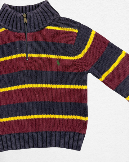 Ralph Lauren Striped Half Zip Knit Sweater – 18M
