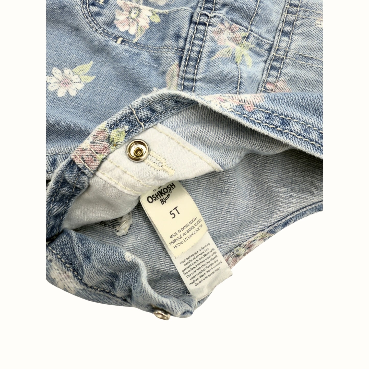 Oshkosh Floral Denim Overall Skirt – Size 5T