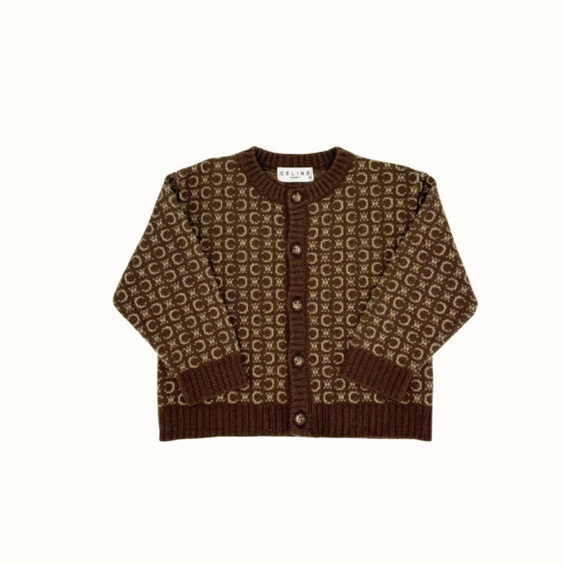 Celine Monogram Knit Cardigan – 2–3Y