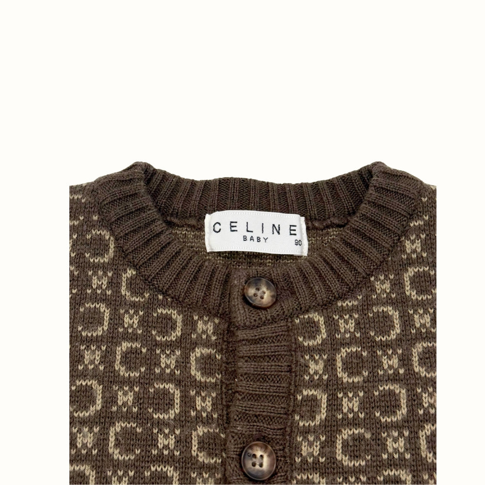 Celine Monogram Knit Cardigan – 2–3Y