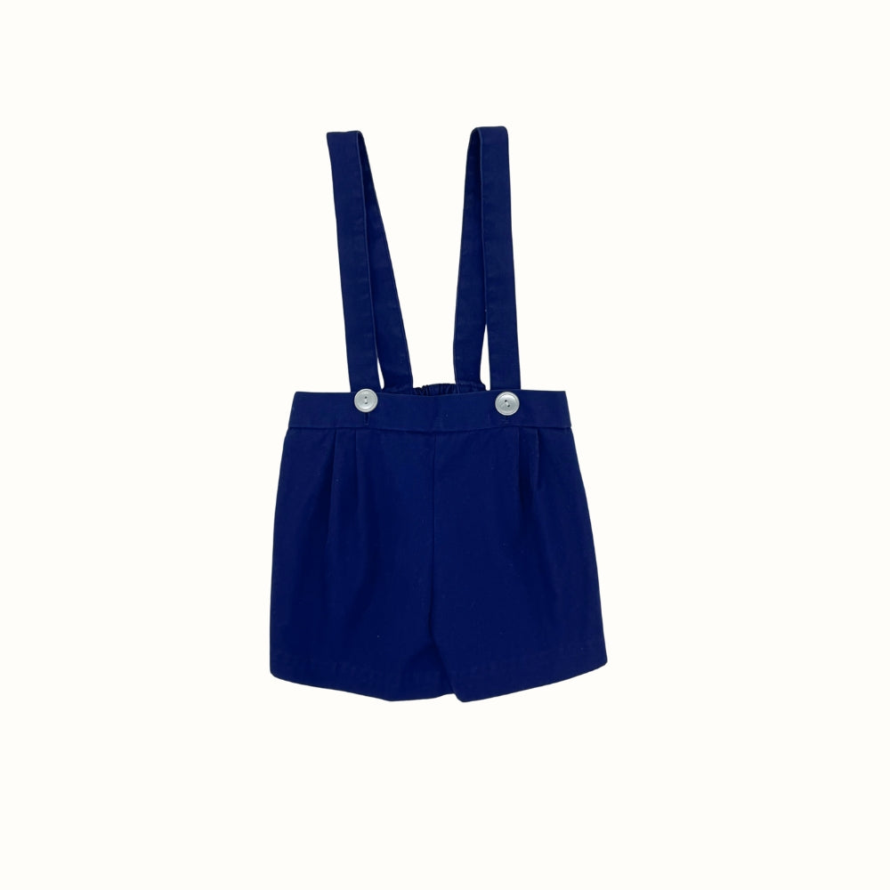 Vintage Navy Suspender Shorts – 12–18M